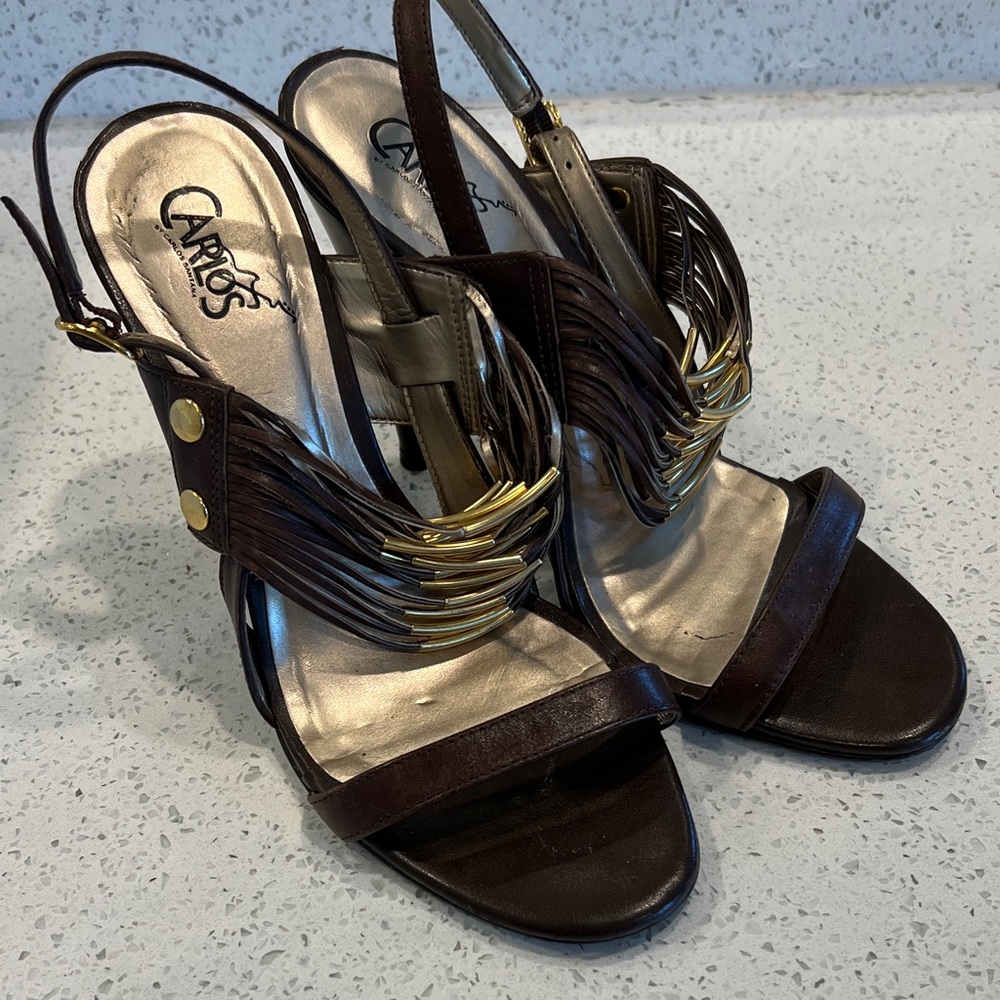 Carlos - By Carlos Santana Women's Brown and Gold Heels
